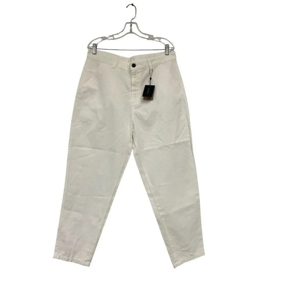 Massimo Dutti Mens Jeans EU 42 US 32 White Cotton Linen Mid Rise 0043/065 NWT